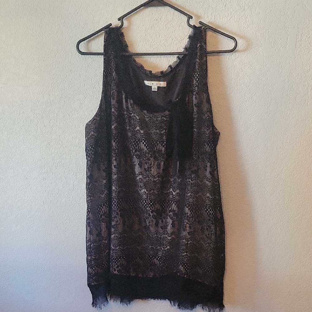Cabi Black Lace Sleeveless Top